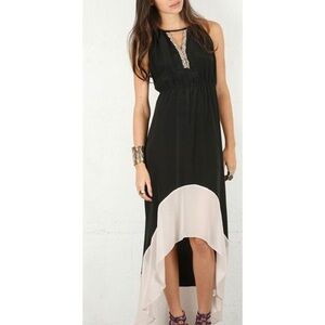 Chelsea Flower High Low Beaded Neck Silk Dress